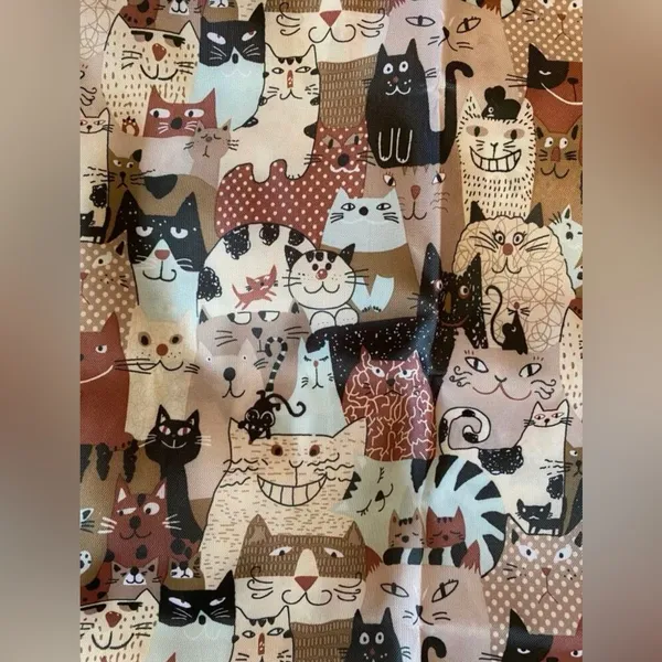 Cat Pattern Portable Reusable Shopping / Grocery Bag Brown - Image 10