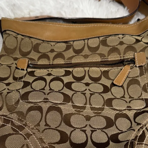 Coach Tan and Brown Crossbody Bag - Image 2