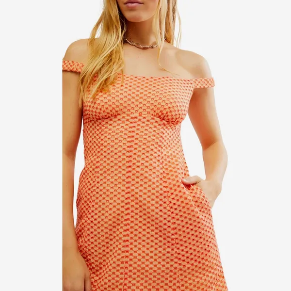 Free People Berry Kiss Eyelet Off the Shoulder Minidress White Peach S - Image 2