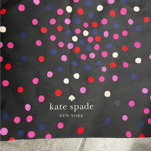 🩵KATE SPADE Black w/ Multi Color Polka Dots Large Fabric Tote Shopping Bag - Image 3