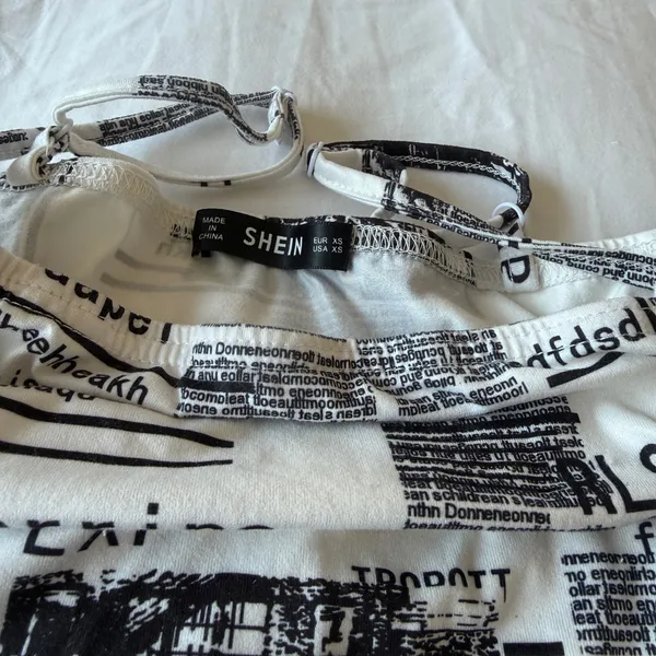 🖤 Y2K Newspaper Print Mini Dress – SHEIN XS – Editorial Aesthetic / Model-Off-Duty Vibes 🖤 - Image 5