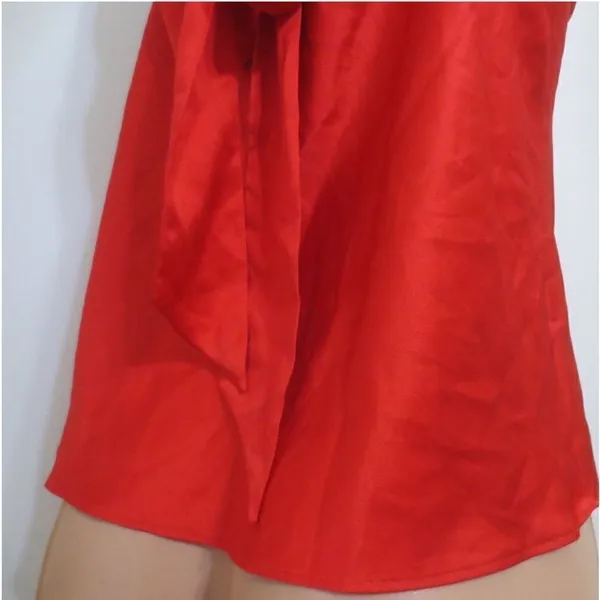 NWOT Victoria’s Secret Red Satin Bow-Back Tank Shirt Sleep Top Sz M - Image 7