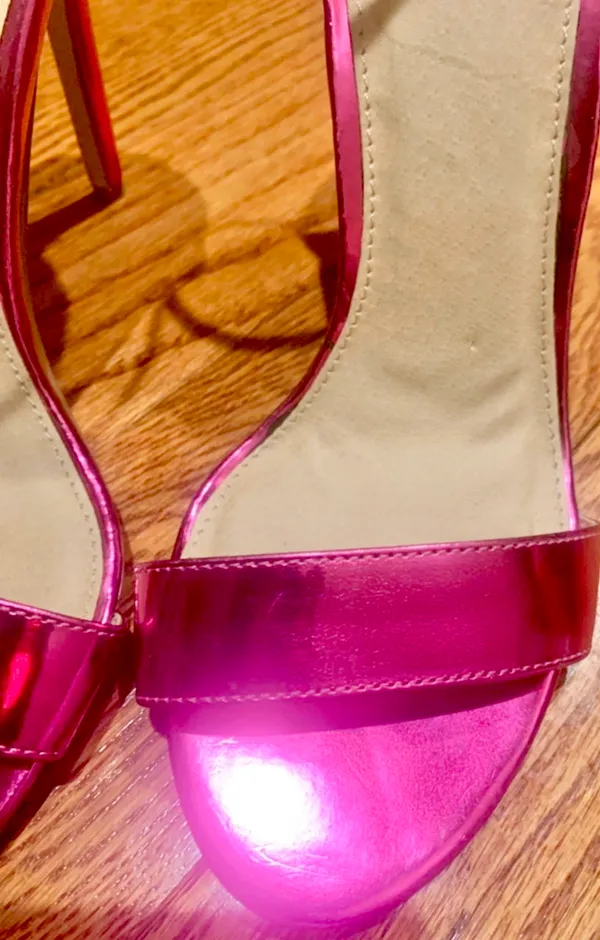 Charlotte Russe Metallic Fuchsia ankle strap Barbiecore Stilettos size 7 - Image 12