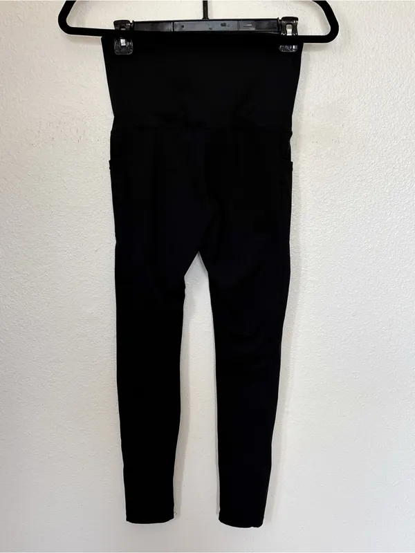 Solid Black Waist Trainer Shapewear Leggings Size M - Image 5