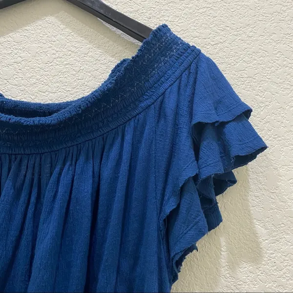 Free People OB474685 “Santorini” Off the Shoulder Sapphire Blue Top Size M - Image 7