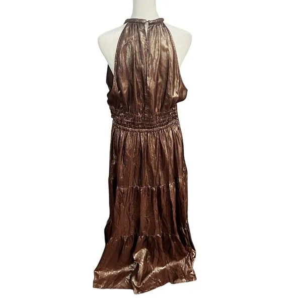 A.L.C. Elara Metallic Silk Halter Maxi Dress Bitter Chocolate 14 wedding guest - Image 13