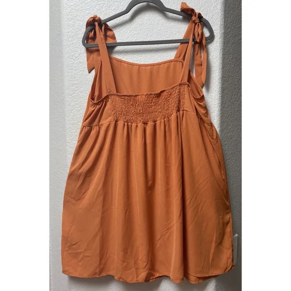 Shein Orange Babydoll Dress Tie Shoulder Straps Sz XXL Vacation Resort Boho - Image 2