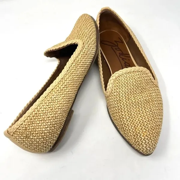 Zodiac Hill Natural Beige Raffia Woven Slip On Pointed Toe Loafers Size 8 - Image 7