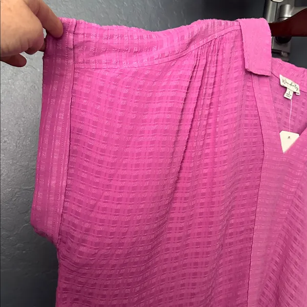Wonderly Hot Pink Textured oversized Collared Tunic - Image 5