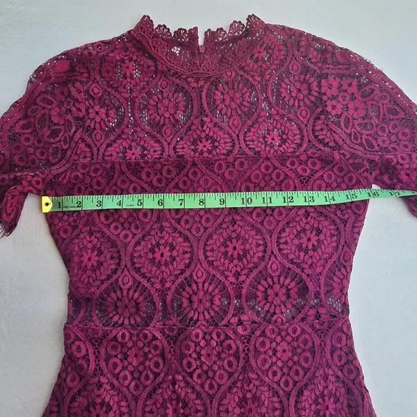 Lulus‎ Remarkable Plum Purple Floral Lace Short Sleeve Mock Neck Dress JML6912 S - Image 7