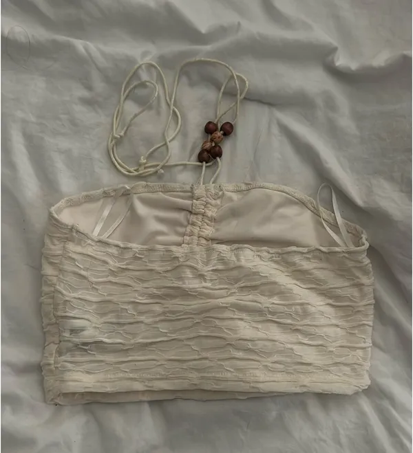 shein tube top tan with beads - Image 2