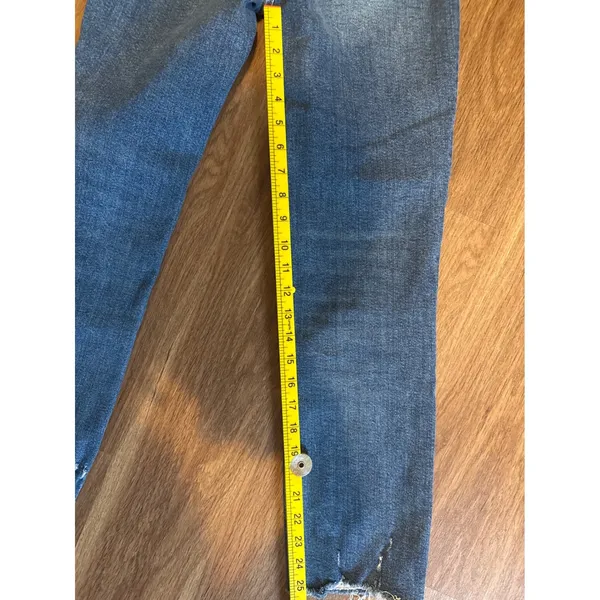 Abercrombie & Fitch High Rise Straight Distressed Jeans‎ Medium Wash Blue 26 - Image 8