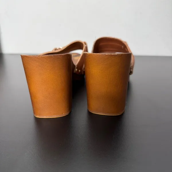 Horsebit BOHO Y2K Wooden Platform Clog Mules Womens Size 39 US 8.5 Brown Slides - Image 11