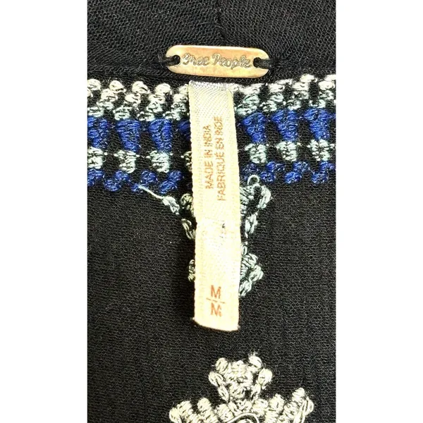Womens Free People Whimsigoth Embroidered Dress Tunic V-Neck Snowflakes Size M - Image 5