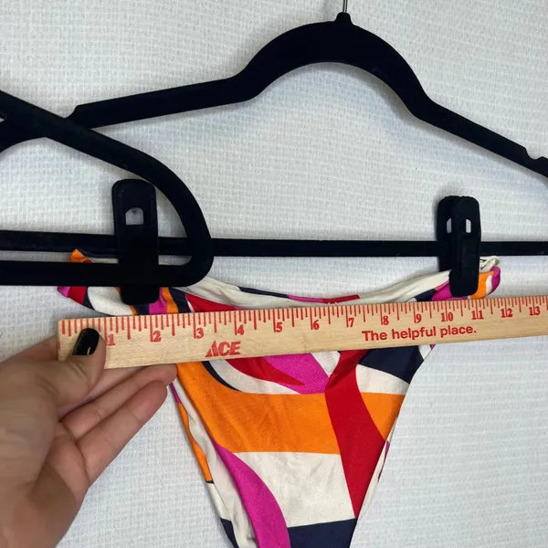 One One Swimwear Geometric Abstract Underwire Bikini Set Pink Orange Small - Image 6