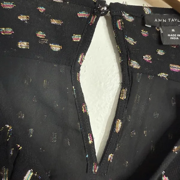 NWT‎ Ann Taylor Metallic Clip Shirred Top Black Medium Minimalist Career Office - Image 10