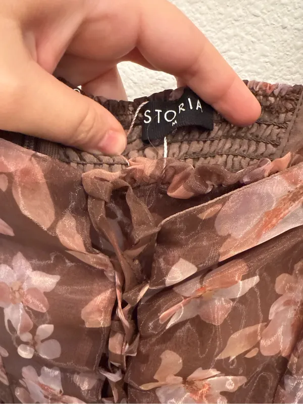 Storia Floral Chiffon Mini Dress Puff Sleeve Cottagecore Romantic NWT Medium - Image 4