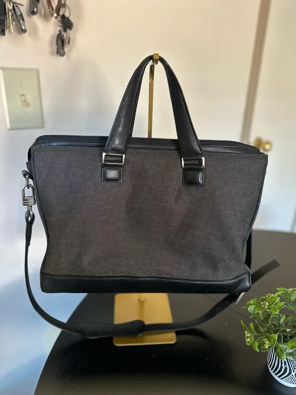 Vintage TUMI Black Nylon & Leather Structured Tote / Business Bag – Pink Lining – Shoulder Strap - Image 9