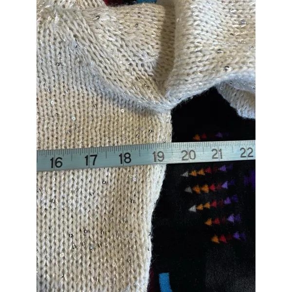 L.e.i Juniors‎ Knit Cream Sequins Sweater Long Sleeve Size XL Turtleneck Soft - Image 5