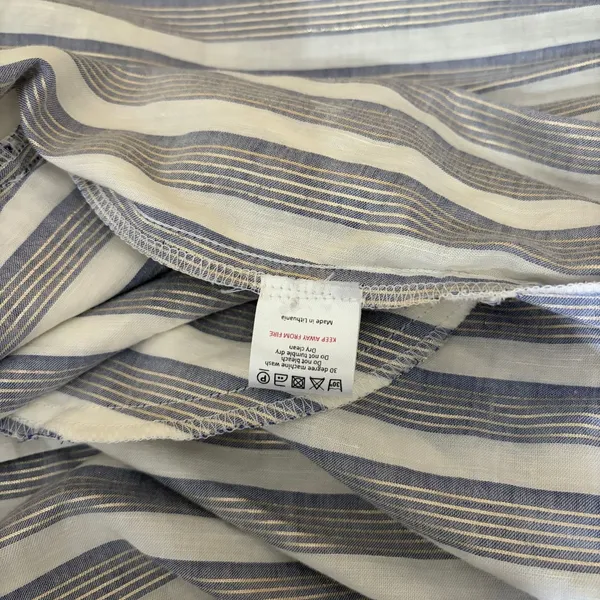 Anthropologie SEEN WORN KEPT Jenna Lurex Stripe Dress Blue White‎ Midi Size 12 - Image 13