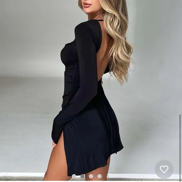 Tiger Mist | Joslin Long Sleeve Mini Dress Slit - Image 4
