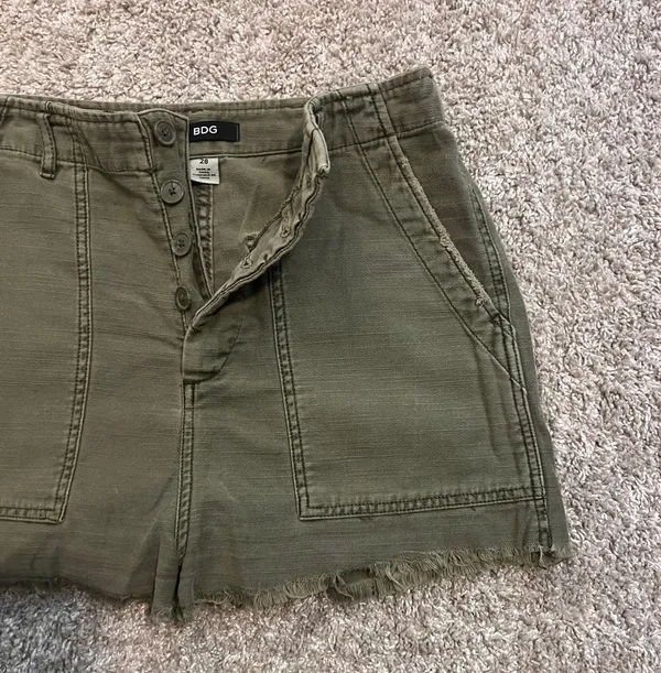 BDG Vintage Y2K Green Cargo Button Up Cut Off Shorts - Image 5