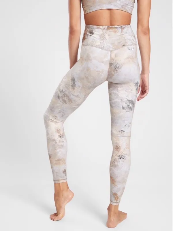 Athleta Elation Gilded Tight Tan Gold Metallic Snakeskin Leggings Size XXS - Image 2