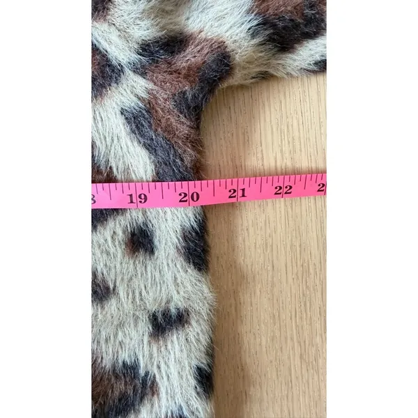Zara Animal Jacquard Knit Cardigan Leopard Print Round Neck Size Small - Image 6