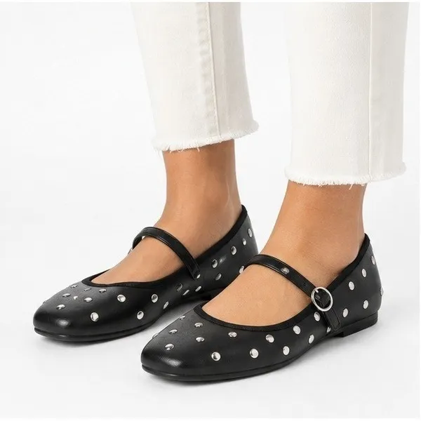 Scoop Womens Mary Jane Flats Size 8 Black Studded Memory Foam Ballet Shoes - Image 8
