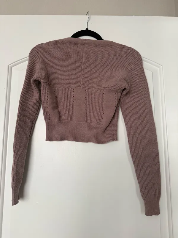 Brown Cropped Sweater - Image 2