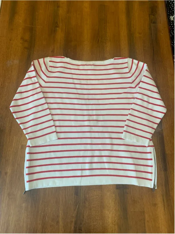 J.Crew Striped Crew Neck Sweater White Red Size L - Image 6
