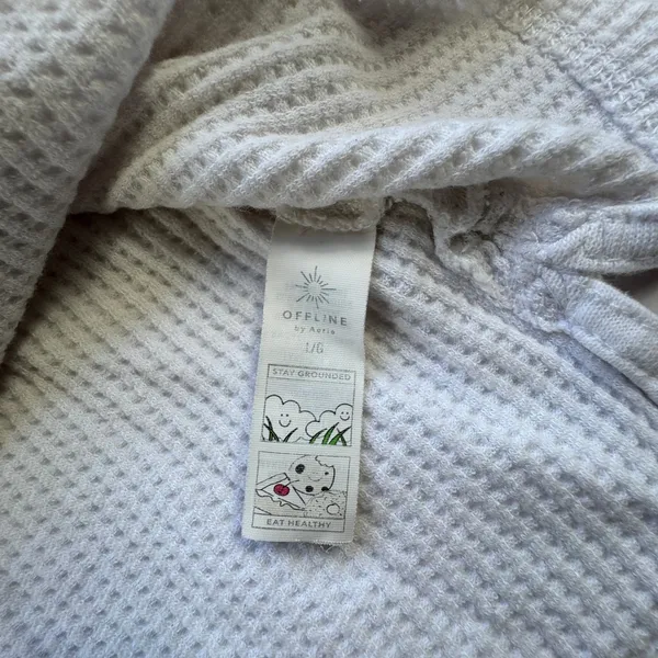 Offline by Aerie White Waffle Knit Crop Top Womens Large V Neck Pocket Coquette - Image 6