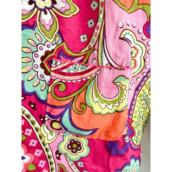 Vera Bradley | 2-Piece Cotton Pajama Set Pink Paisley Button Up | Sz S - Image 5
