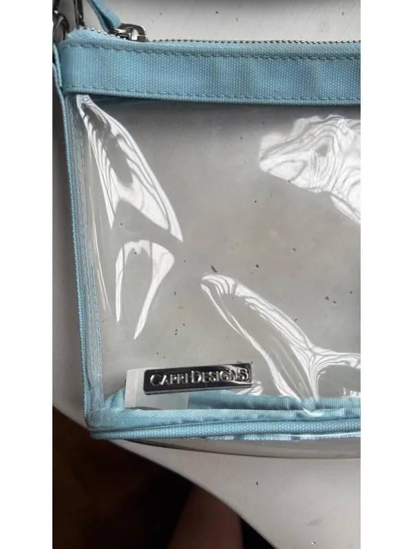 Capri Designs Clear Crossbody Bag with Light Blue Trim and UNC Logo - Image 3