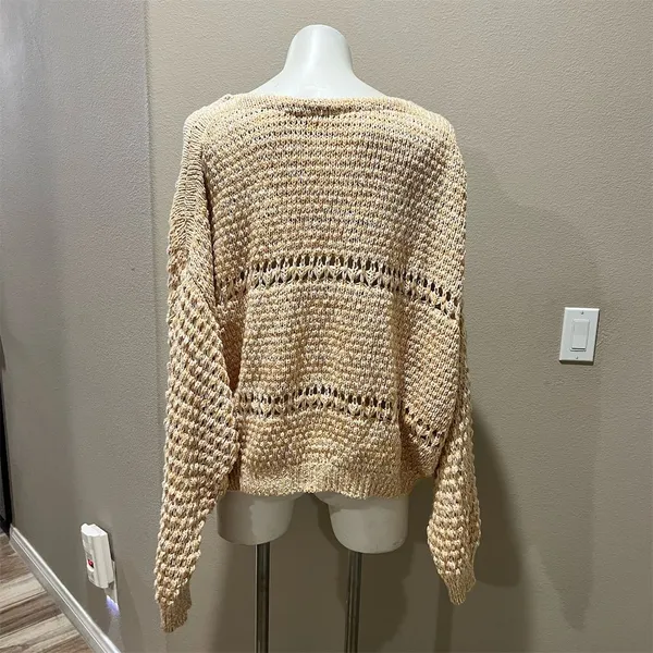 Free People Women's XL Standard V-Neck Pullover Sweater Multicolor Casual Knit - Image 5