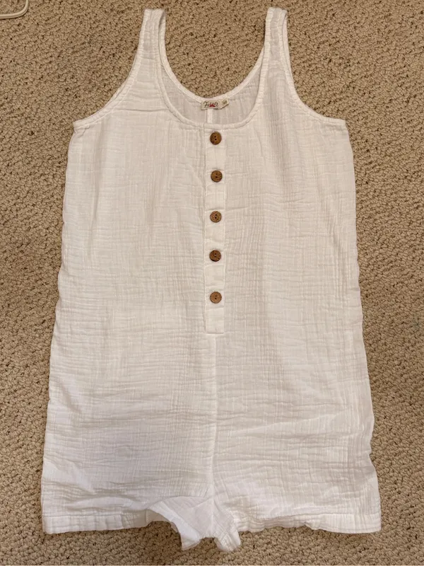 Faherty Dream Cotton Gauze‎ Jamesport Romper White Organic Cotton Size M - Image 3