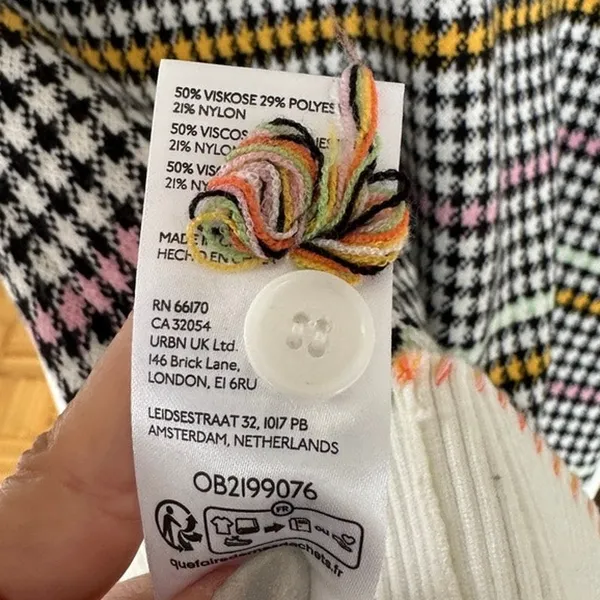 Maeve Colorful Houndstooth Button Front Knit Sweater Shift Mini Dress Medium NWT - Image 7