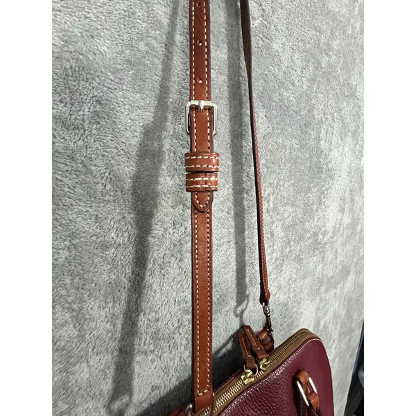 Dooney & Bourke Burgundy Two Tone Leather Zip Zip Satchel - Image 5