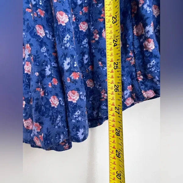 Free People Wildflower Fields Boho Blue Paisley Floral Print Tunic Top gypsy M - Image 10