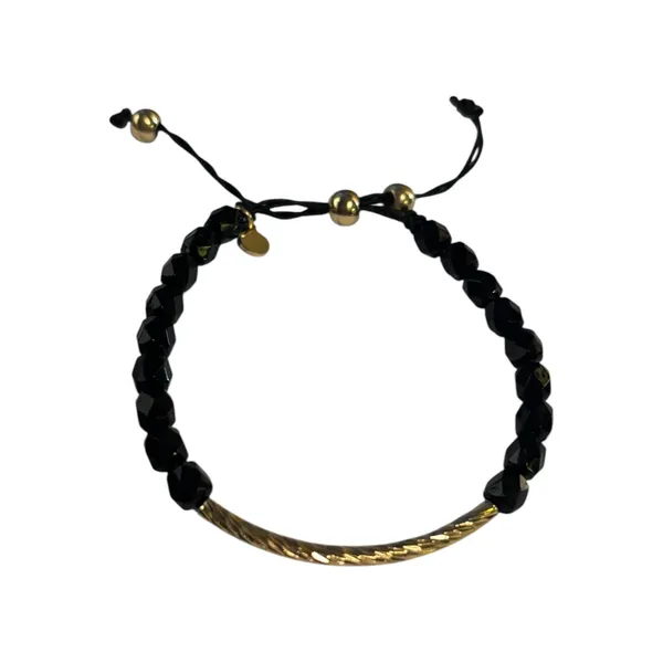 Amelia Rue Beaded Adjustable Black & Gold Tone Bracelet - Image 2