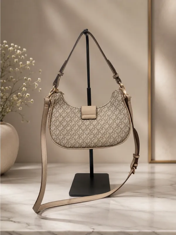 Anne Klein Bag Purse Crossbody Beige Monogram Pattern New With Tags - Image 3