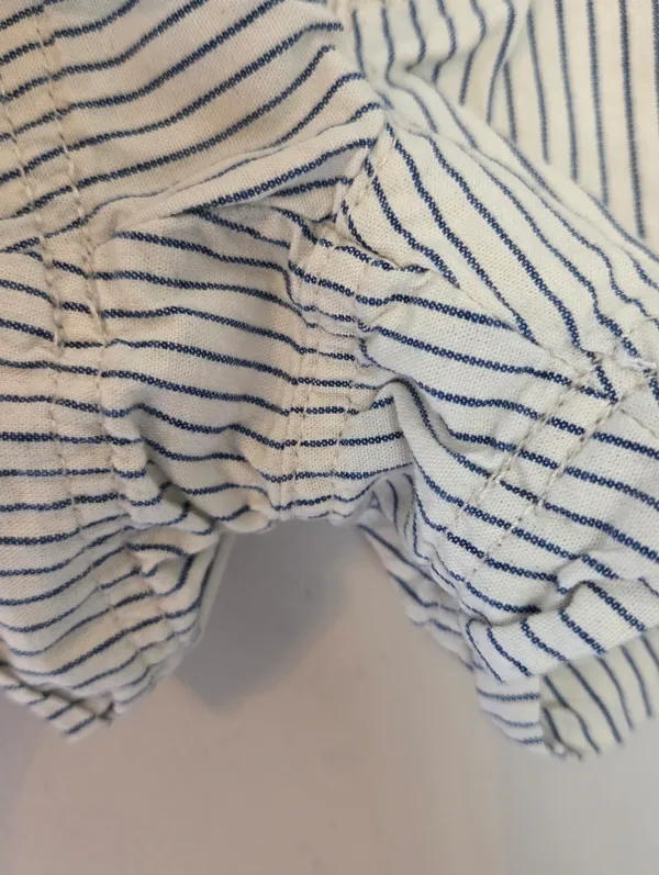American Eagle Cotton Cream and Blue Striped Shorts with Tie Waist - Image 4