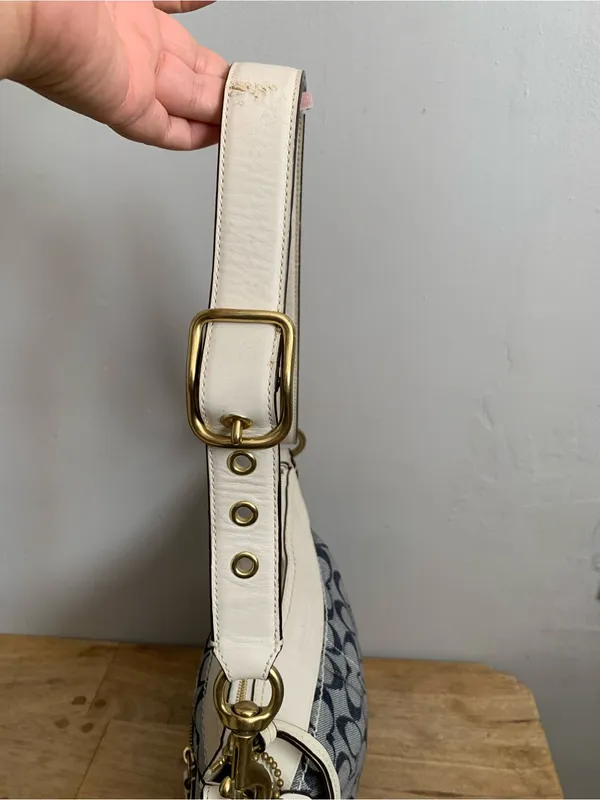 Coach Legacy jacquard leather Medium Duffle y2k signature Denim crossbody 10402 - Image 9