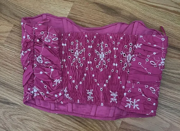 Pink Eyelet Strapless Top - Image 2