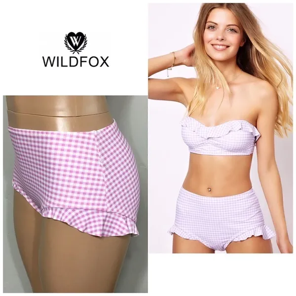New. WILDFOX Gingham Frill bikini bottom. NWT - Image 9