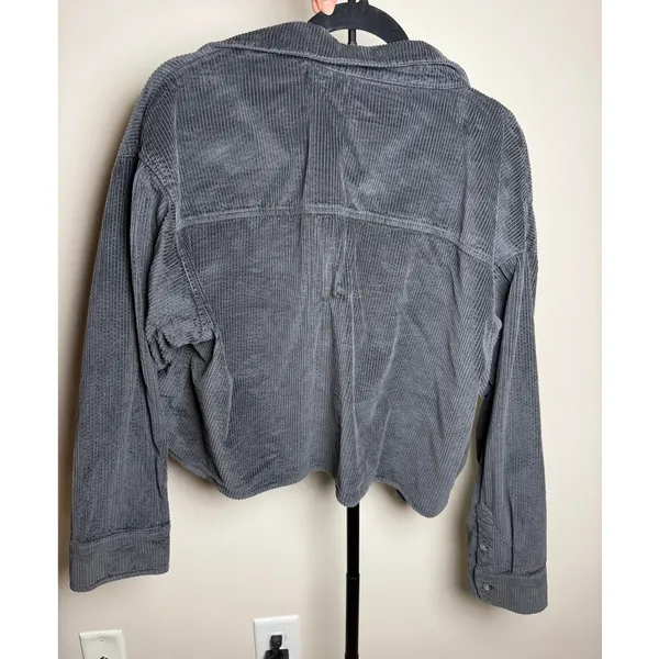Aerie Lumberjack Gray Corduroy Shacket Style Shirt Size Large - Image 2