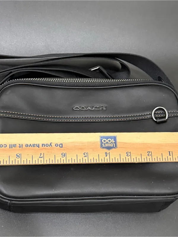 COACH C4148 Black Smooth Calf Leather Double Zip Graham Crossbody Camera Bag - Image 7