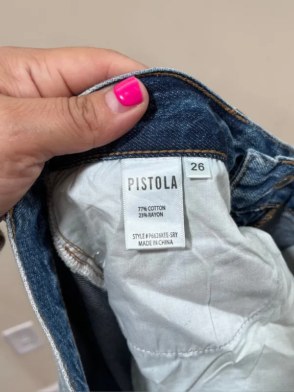 Pistola Distressed Patched High Rise Jeans Light Wash Size 26 EUC - Image 7