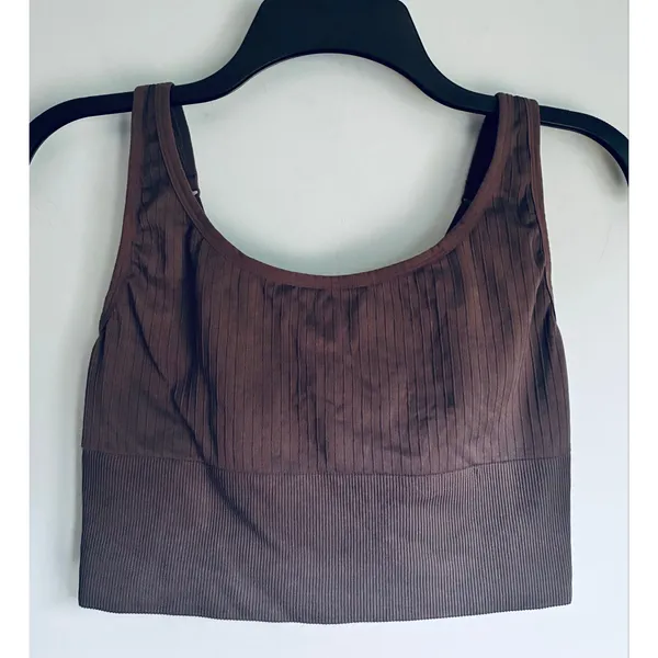 Victoria's Secret PINK Active Sports Bra Bralette Gray Longline Stretch L - Image 6