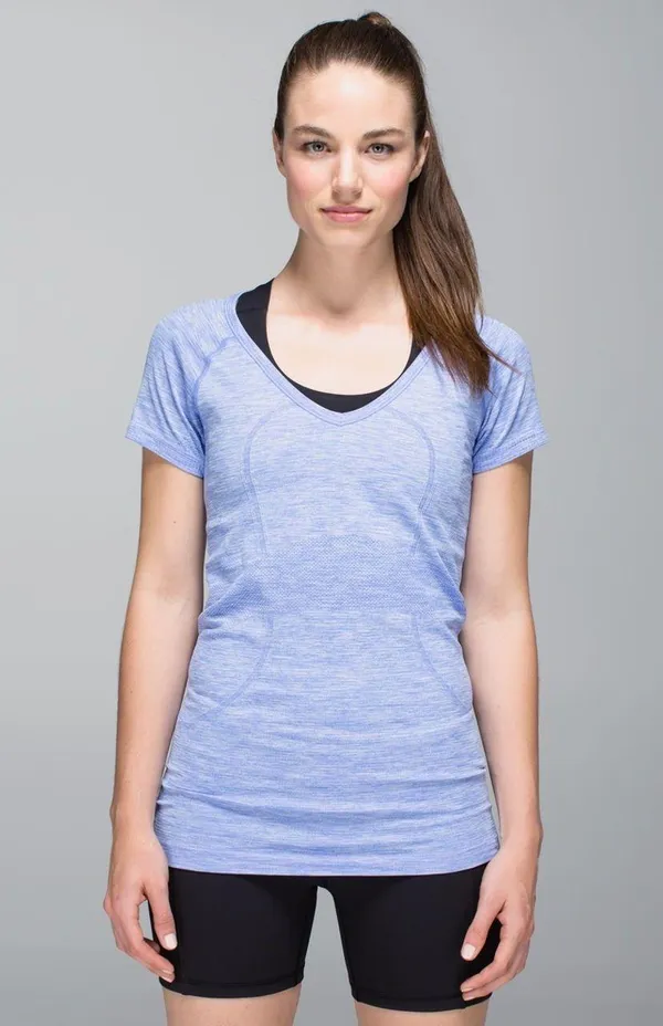 Lululemon Run: Swiftly Tech V Neck in Heathered Lullaby - Image 3